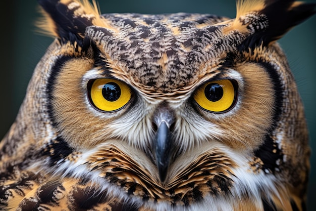 Great horned owl close up