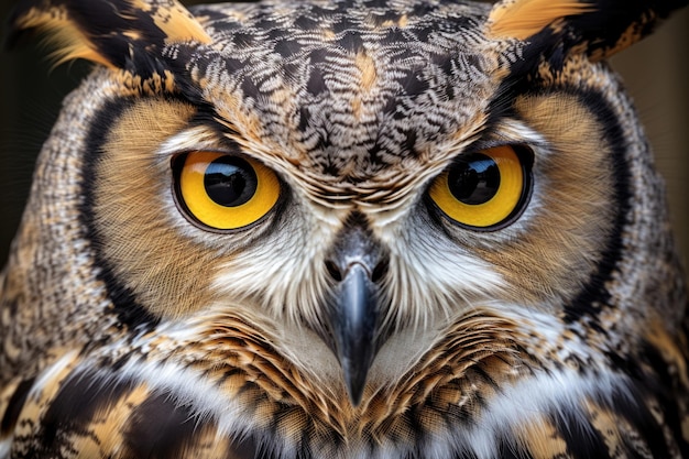 Great horned owl close up