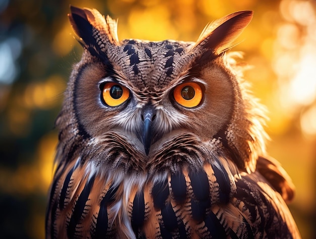 Great horned owl in the forest