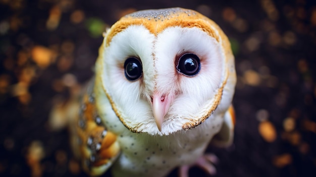 Foto grande gufo cornuto owl tyto albahead primo piano ai generativa