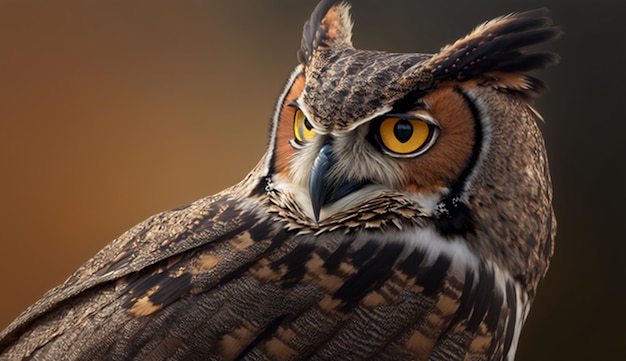 Great horned owl realistic impressive beautiful image Ai generated art