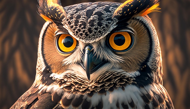 Great horned owl realistic impressive beautiful image Ai generated art