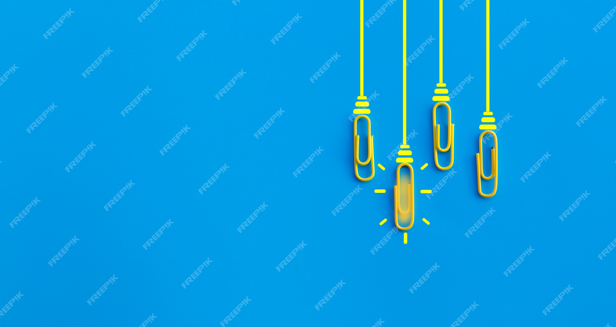 Premium Photo | Great ideas concept with paperclip,thinking,creativity,light  bulb on blue background,new ideas concept.