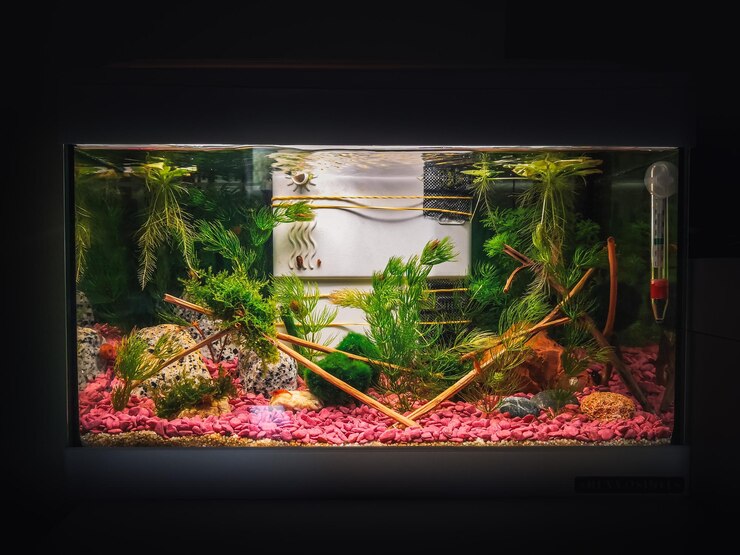 素晴らしいジャングルが植えられた水族館