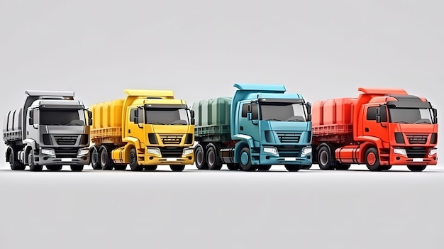 Great pack of trucks in flat design Generative Ai