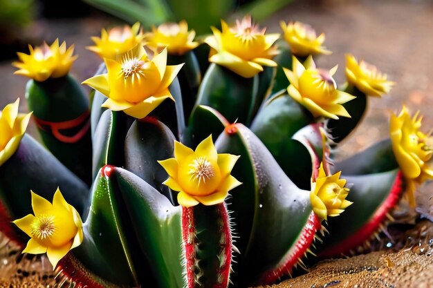 Great prickly cactus Isolated on white background Close up Top view