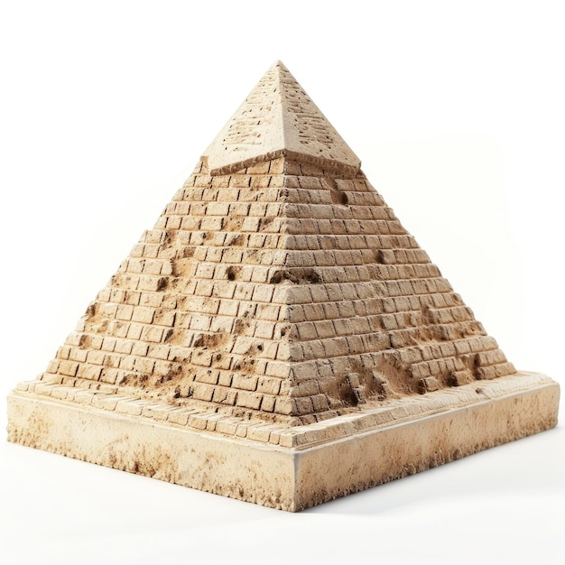 Photo great pyramid of giza miniature replica isolated on white background