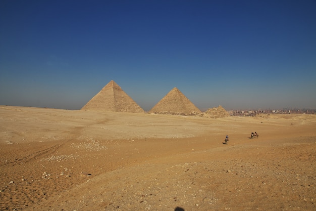 Great pyramids of ancient Egypt in Giza, Cairo