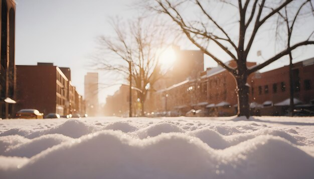 A great shot of a snow day in city