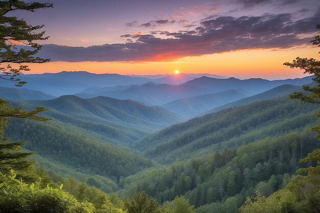 Photo great smoky mountains national park scenic sunrise landscape