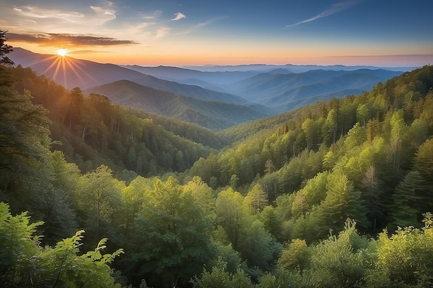 Photo great smoky mountains national park scenic sunrise landscape