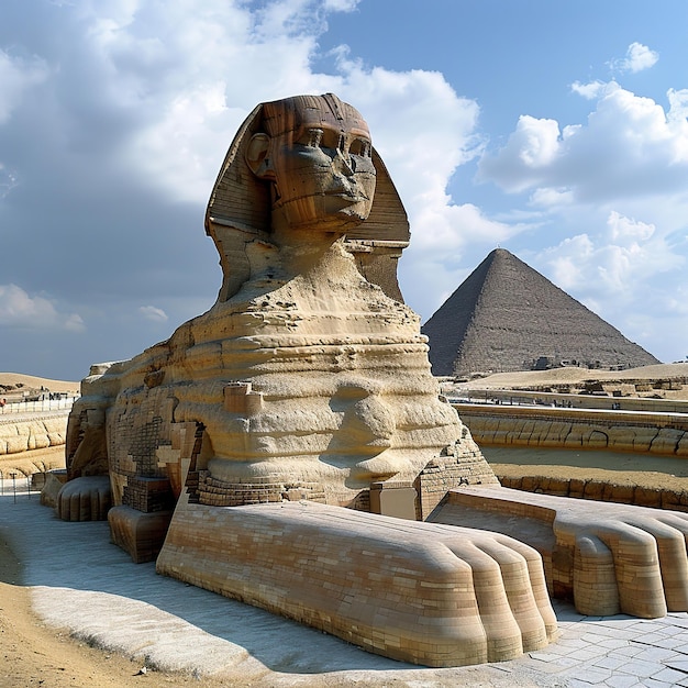 Photo the great sphinx famous wonder of the world egypt giza