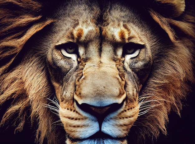 The great and strong lion portrait 3d illustrated