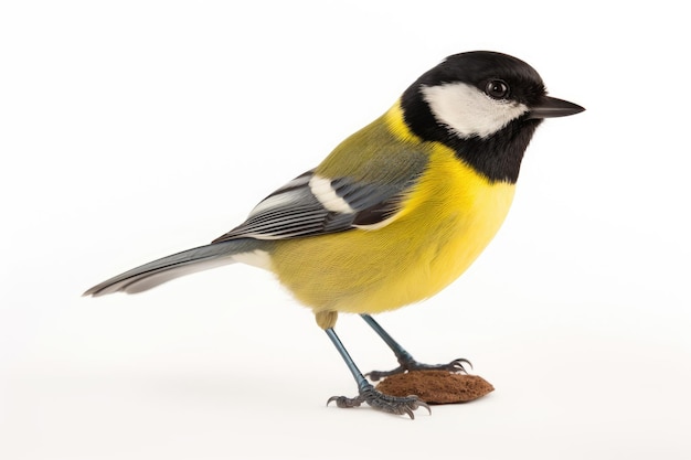 Great tit bird isolated on white backround