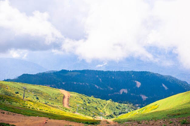 Great view of amazing hill in the warm sunlight. Picturesque and gorgeous scene. Popular tourist attraction.