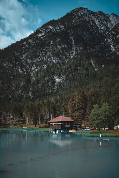 Great view on the dobbiaco lake, in trentino