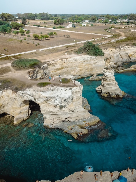 A great view on faraglioni di sant'andrea in puglia