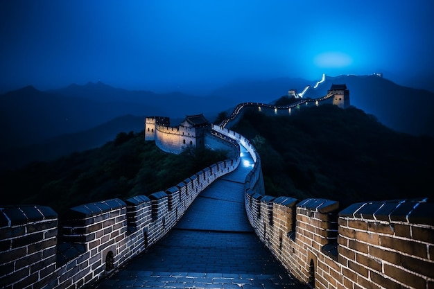 Великая китайская стена ночью