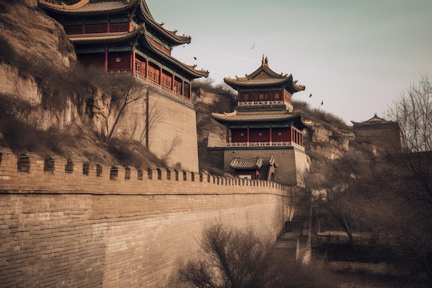 The great wall of china in the summer