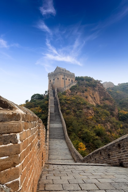 The great wall of china with blue sky