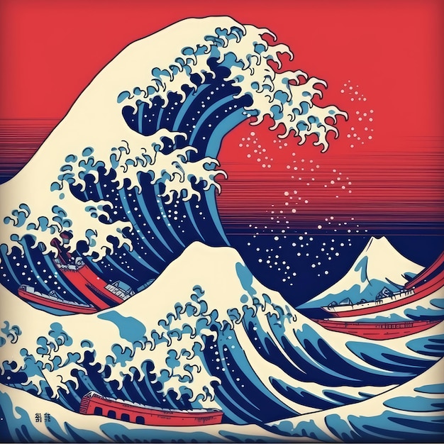 Photo the great wave off kanagawa landscape