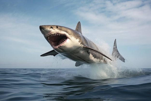 Great white shark caught in midair during breach