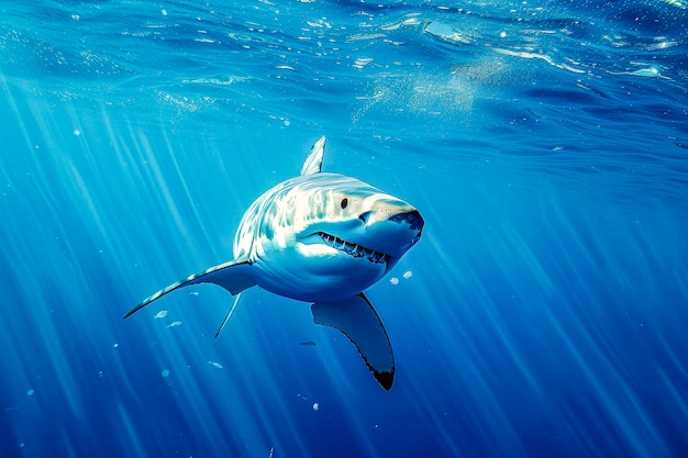 写真 大白が海の深さで滑るxa