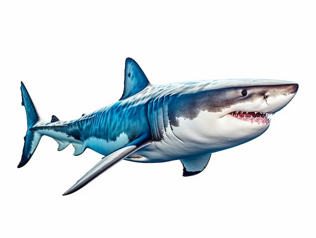 Great white shark isolated on white background