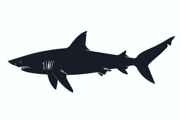 Photo great white shark silhouette minimalist marine life illustration of an ocean predator