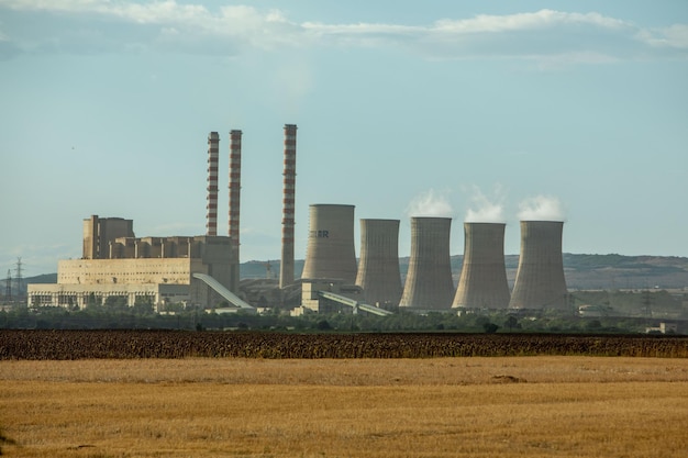 Greece atomic electricity station copy space