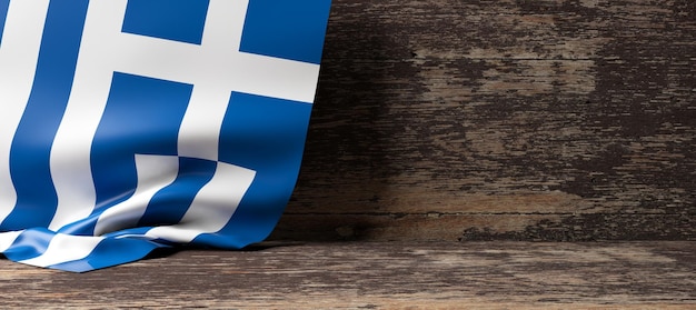 Greece flag on wooden background 3d illustration