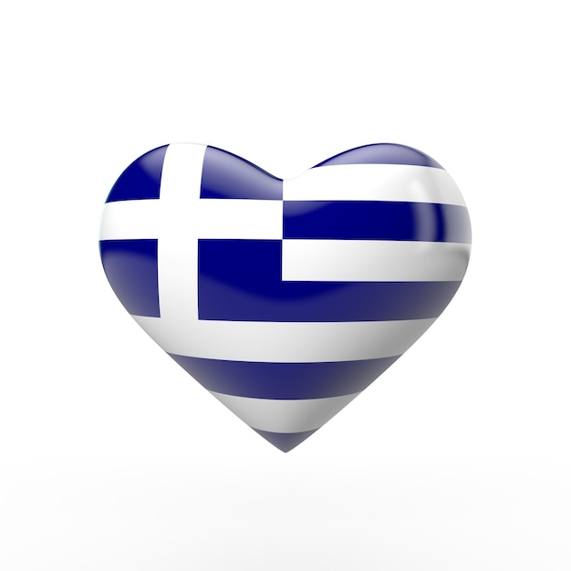 Greece heart flag 3D rendering