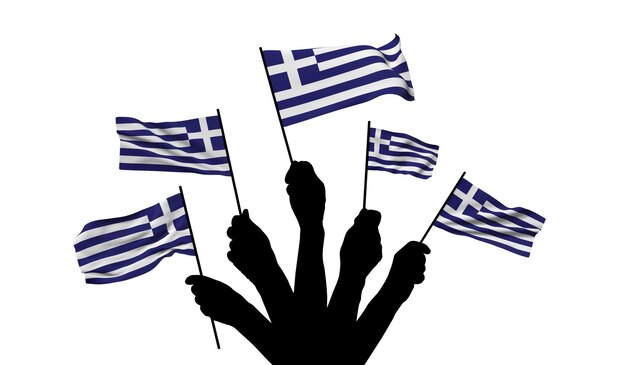 d 렌더링을 흔들며 그리스 국기