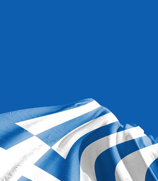 ギリシャの国旗を振る