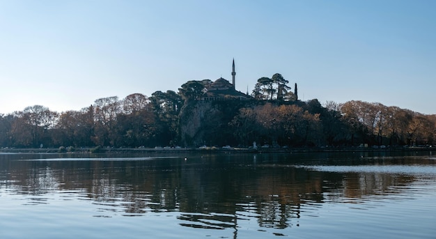 Greece Pamvotida Lake Giannena Epirus Aslan Pasha mosque view from the lake