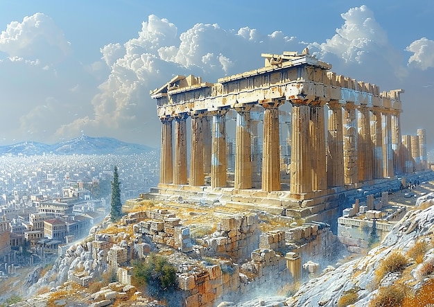 Photo greek acropolis iconic marble columns