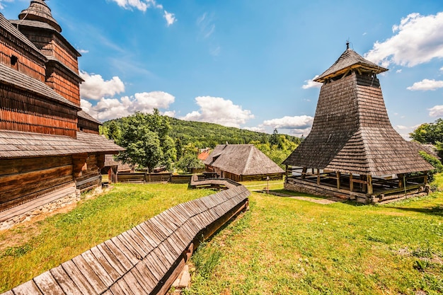 The greek catholic wooden church of st nicolas from village zboj in saris museum in bardejov spa slovakia