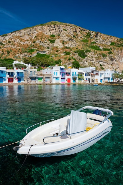 Greek fishing boat in the aegean sea greece
