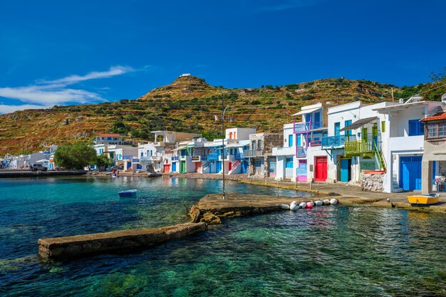 Greek fishing village klima on milos island in greece