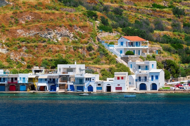 Greek fishing village klima on milos island in greece