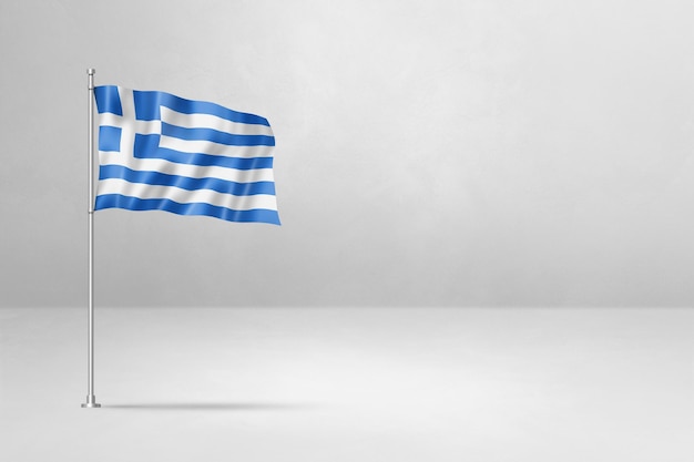 Greek flag isolated on white concrete wall background