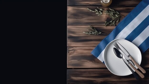 Greek flag on a table