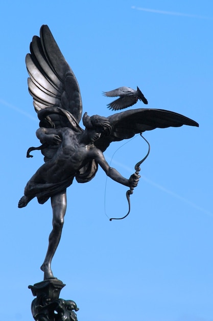 The Greek God Anteros on the top pf the Shaftesbury Memorial Fountain in Piccadilly Circus in London