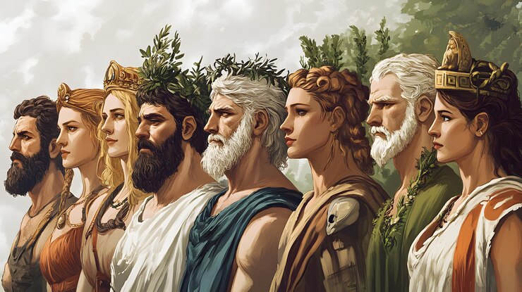 Photo ギリシャの神と女神 イラスト 十二人のオリンピア人
