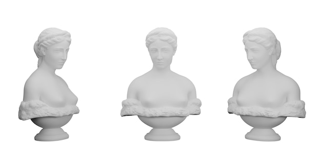 Greek goddess sculpture on a white background d rendering