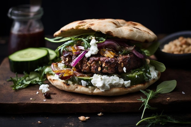 Greek Gyro Lamb and Feta Burger