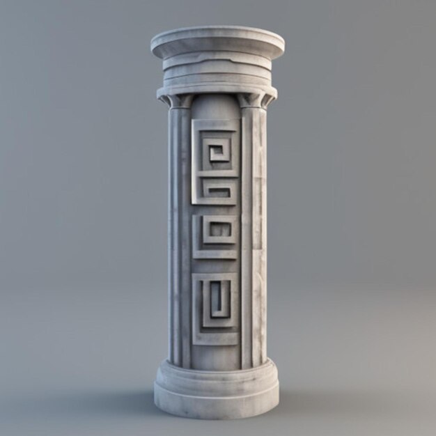 Greek key pattern pillar with geometric background