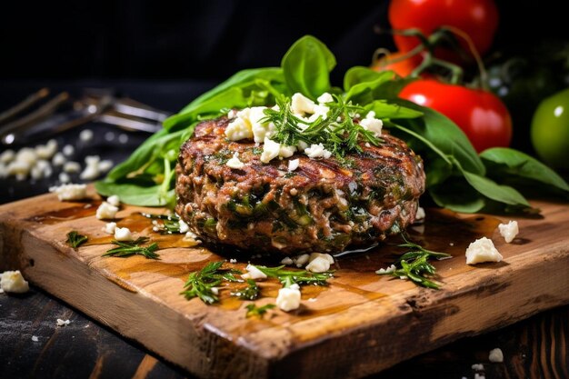 Greek Lamb Feta Spinach Burger