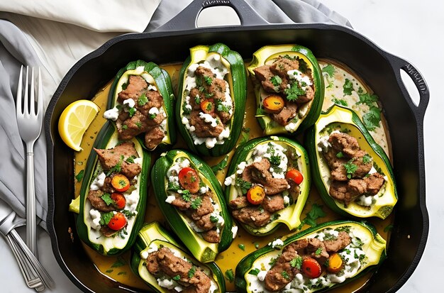 Photo greek lambstuffed courgettes