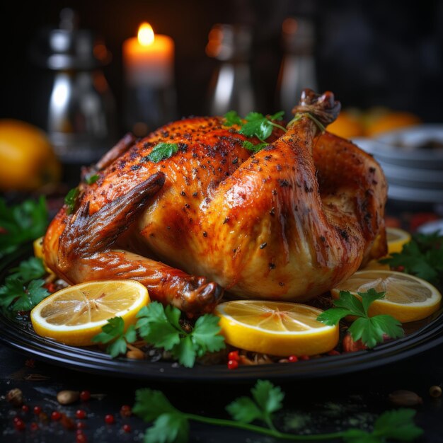 Premium Photo | Greek Lemon Roasted Chicken Whole chicken marinated in